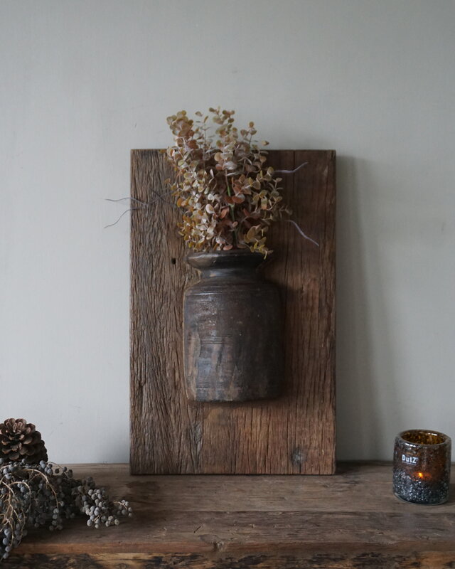 Rene Houtman Wandpaneel Met Vaas/Kruik | Houten Lijst | Nr 41 | H56xB35,5 cm