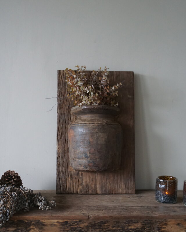 Rene Houtman Wandpaneel Met Vaas/Kruik | Houten Lijst | Nr 42 | H56xB35,5 cm