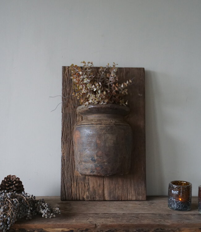 Rene Houtman Wandpaneel Met Vaas/Kruik | Houten Lijst | Nr 42 | H56xB35,5 cm