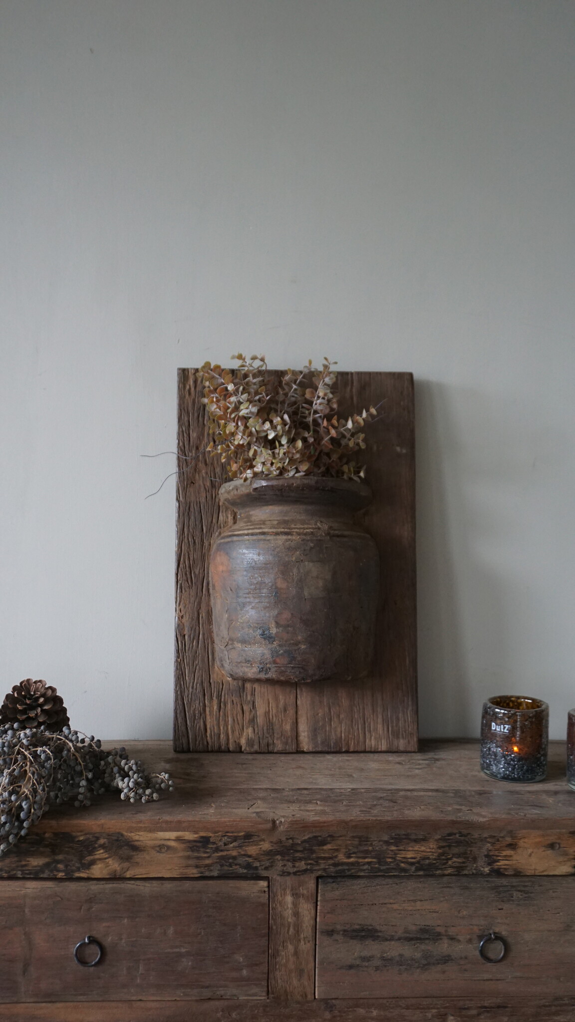 Rene Houtman Wandpaneel Met Vaas/Kruik | Houten Lijst | Nr 42 | H56xB35,5 cm