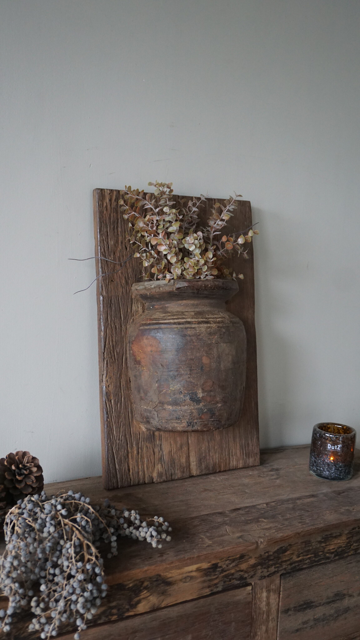 Rene Houtman Wandpaneel Met Vaas/Kruik | Houten Lijst | Nr 42 | H56xB35,5 cm