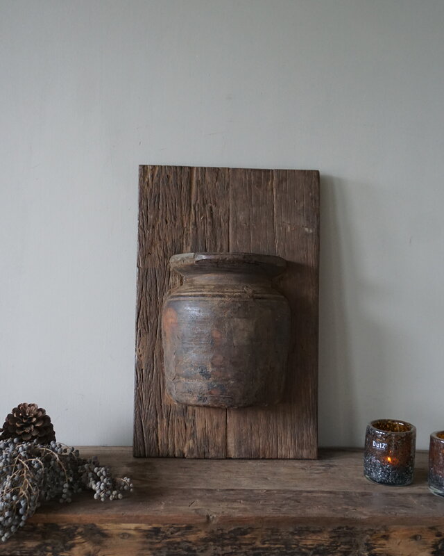 Rene Houtman Wandpaneel Met Vaas/Kruik | Houten Lijst | Nr 42 | H56xB35,5 cm