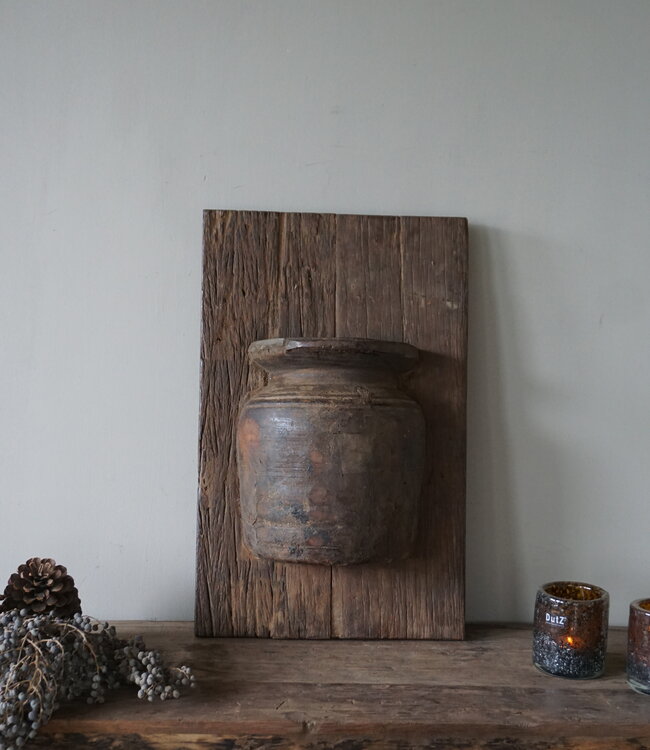Rene Houtman Wandpaneel Met Vaas/Kruik | Houten Lijst | Nr 42 | H56xB35,5 cm