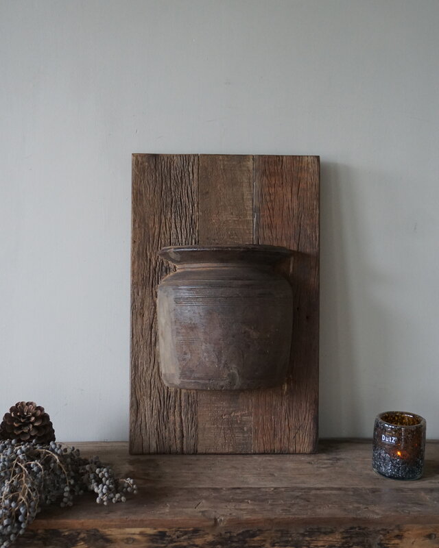 Rene Houtman Wandpaneel Met Vaas/Kruik | Houten Lijst | Nr 43 | H56,5xB35,5 cm
