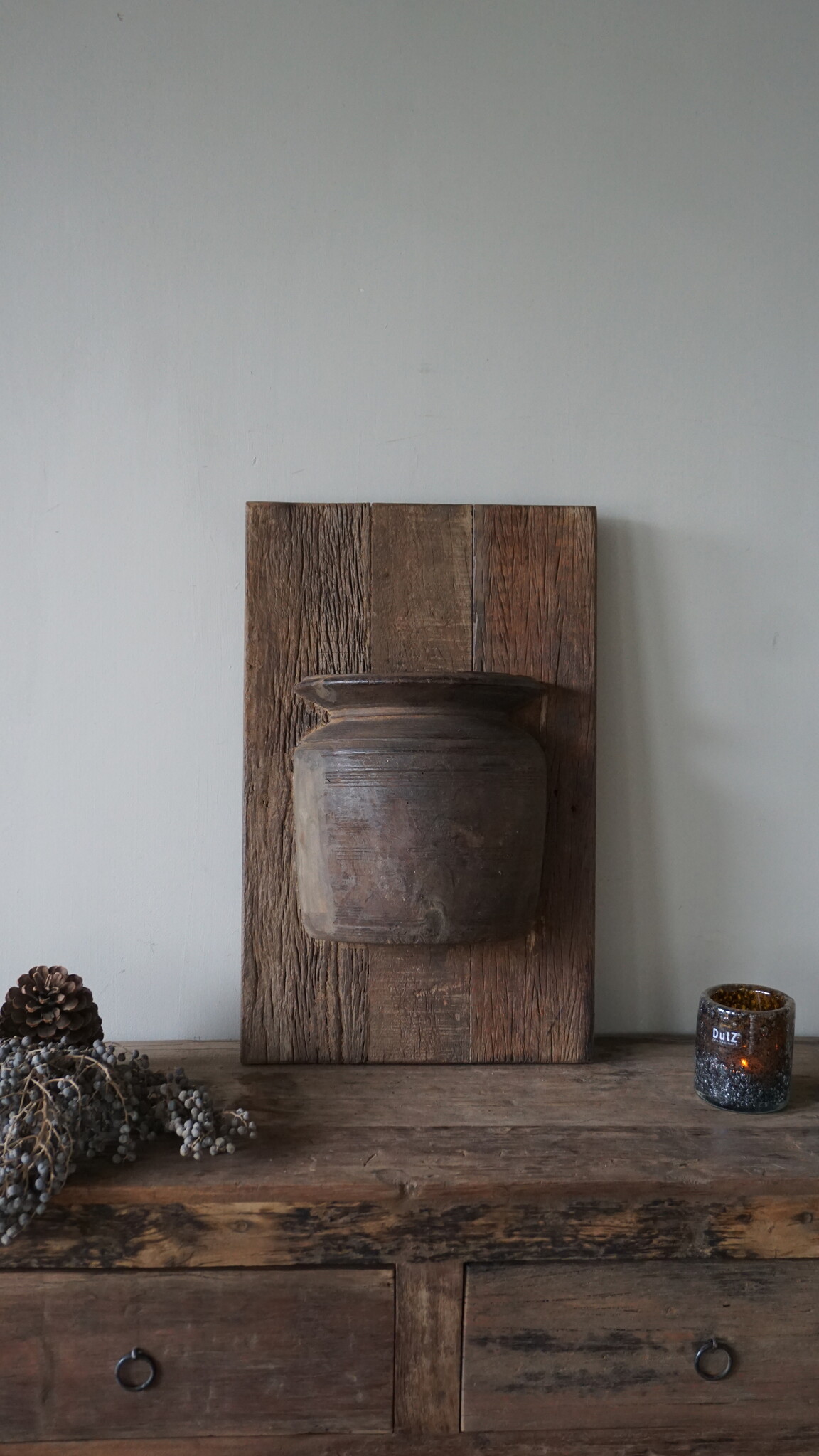 Rene Houtman Wandpaneel Met Vaas/Kruik | Houten Lijst | Nr 43 | H56,5xB35,5 cm
