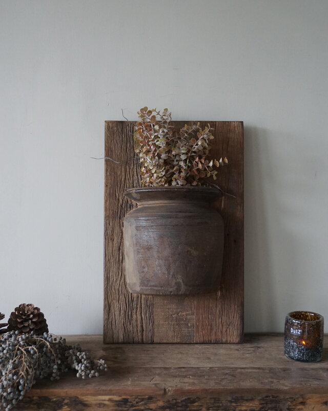 Rene Houtman Wandpaneel Met Vaas/Kruik | Houten Lijst | Nr 43 | H56,5xB35,5 cm
