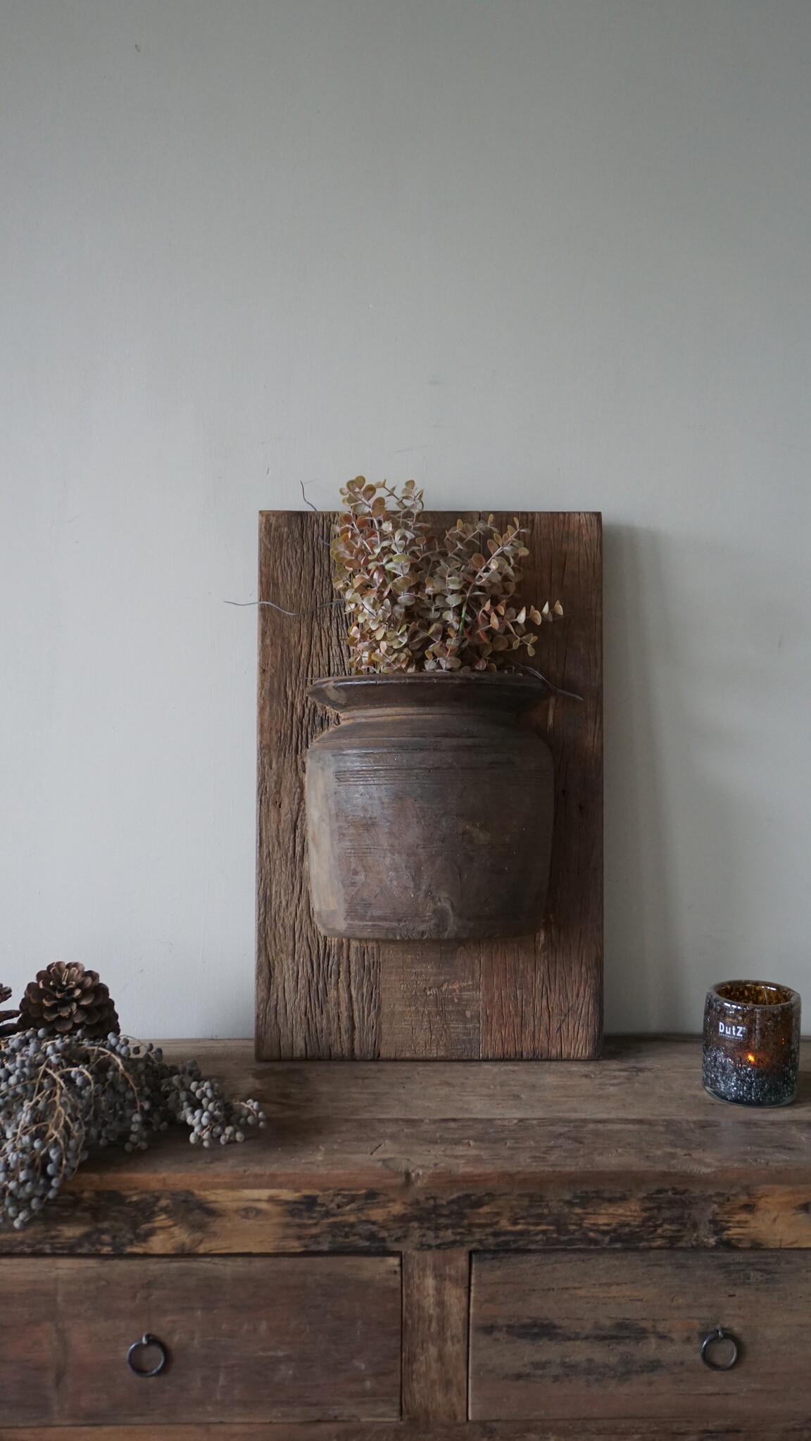 Rene Houtman Wandpaneel Met Vaas/Kruik | Houten Lijst | Nr 43 | H56,5xB35,5 cm