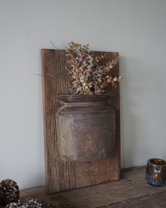 Rene Houtman Wandpaneel Met Vaas/Kruik | Houten Lijst | Nr 43 | H56,5xB35,5 cm