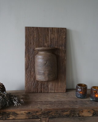 Rene Houtman Wandpaneel Met Vaas/Kruik | Houten Lijst | Nr 44 | H56xB35,5 cm