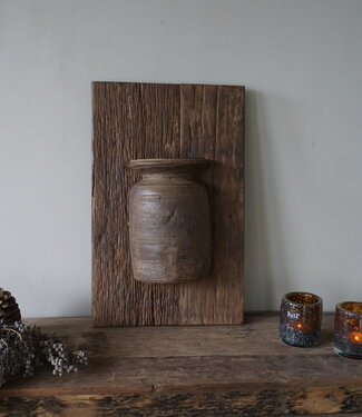 Rene Houtman Wandpaneel Met Vaas/Kruik | Houten Lijst | Nr 44 | H56xB35,5 cm