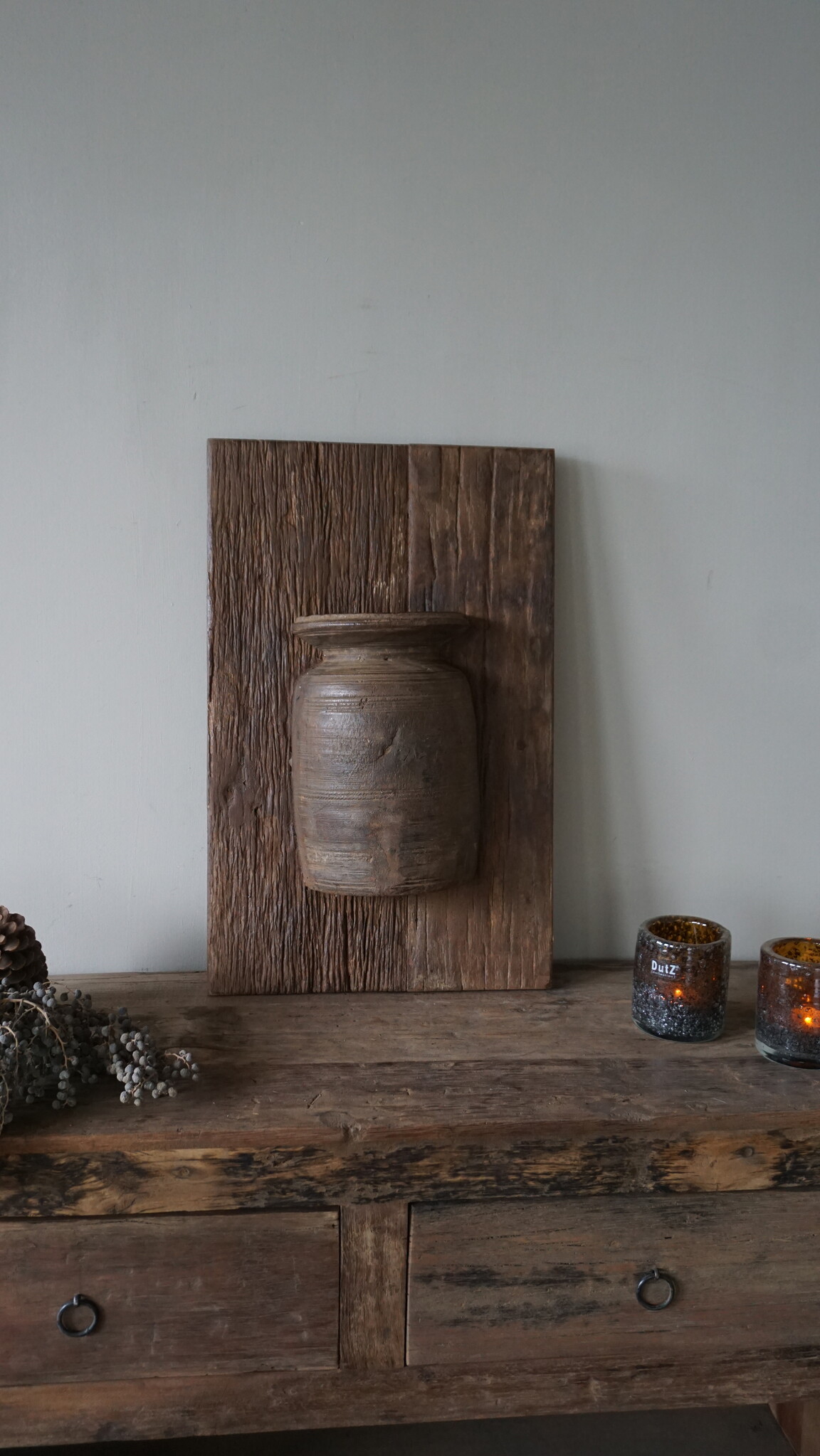 Rene Houtman Wandpaneel Met Vaas/Kruik | Houten Lijst | Nr 44 | H56xB35,5 cm