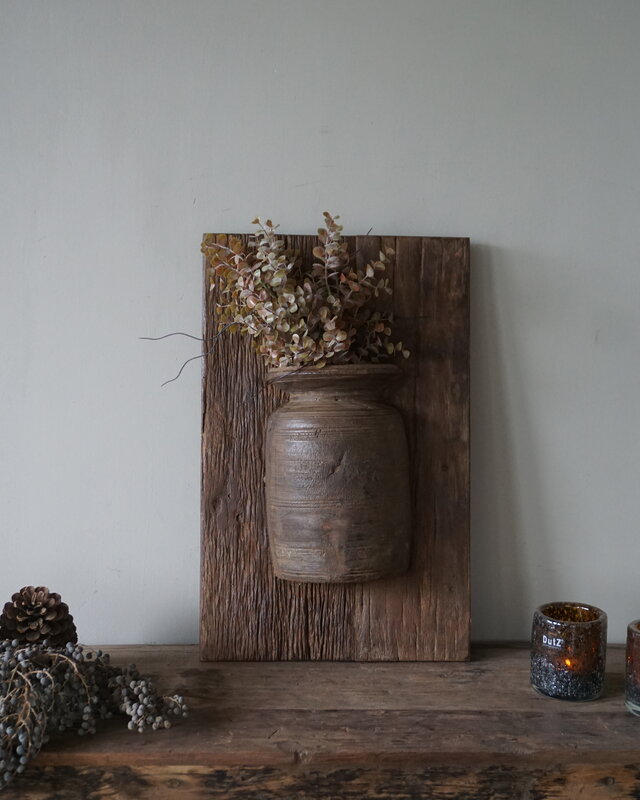 Rene Houtman Wandpaneel Met Vaas/Kruik | Houten Lijst | Nr 44 | H56xB35,5 cm