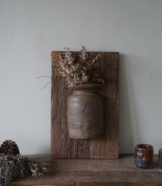 Rene Houtman Wandpaneel Met Vaas/Kruik | Houten Lijst | Nr 44 | H56xB35,5 cm