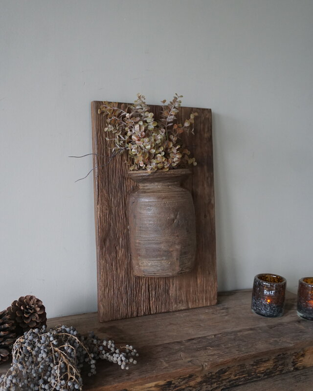 Rene Houtman Wandpaneel Met Vaas/Kruik | Houten Lijst | Nr 44 | H56xB35,5 cm