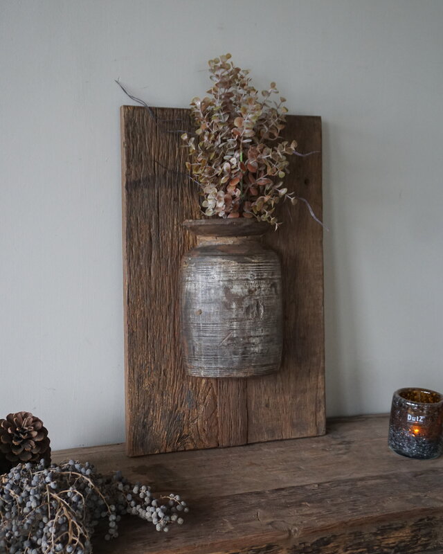 Rene Houtman Wandpaneel Met Vaas/Kruik | Houten Lijst | Nr 45 | H56xB35,5 cm