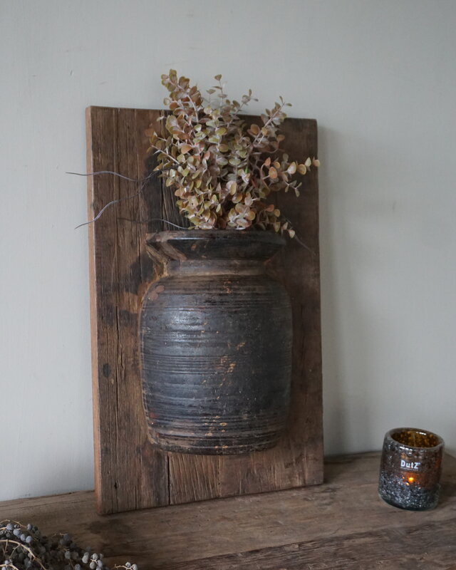 Rene Houtman Wandpaneel Met Vaas/Kruik | Houten Lijst | Nr 46 | H56xB35,5 cm