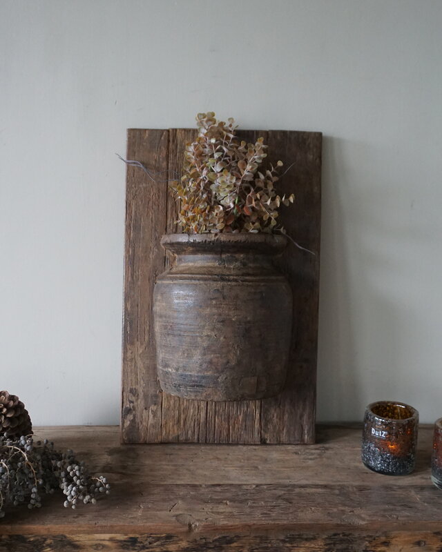 Rene Houtman Wandpaneel Met Vaas/Kruik | Houten Lijst | Nr 47 | H56xB35 cm