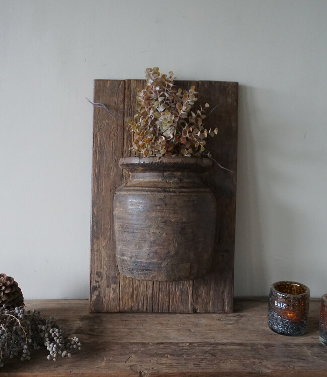 Rene Houtman Wandpaneel Met Vaas/Kruik | Houten Lijst | Nr 47 | H56xB35 cm