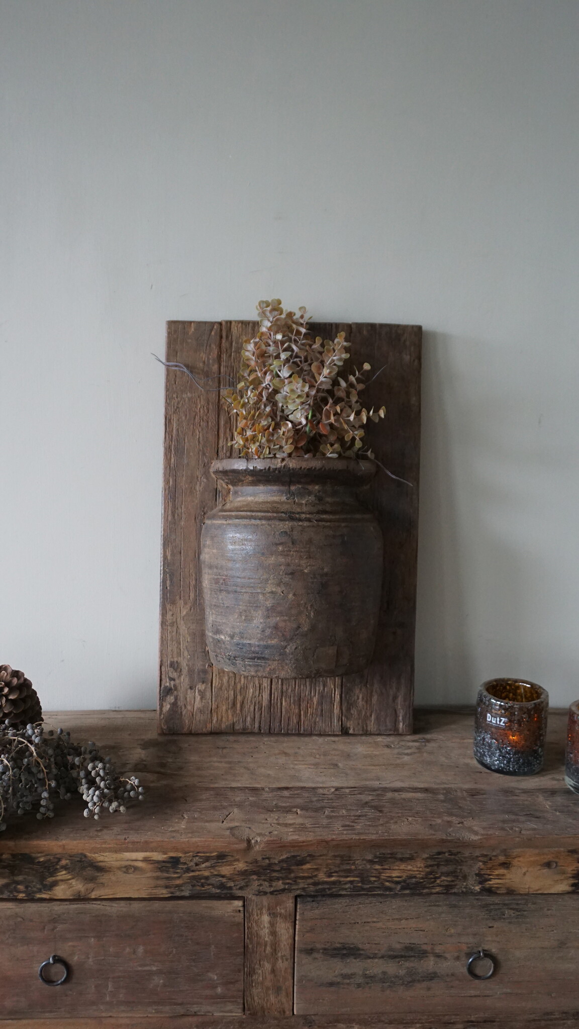 Rene Houtman Wandpaneel Met Vaas/Kruik | Houten Lijst | Nr 47 | H56xB35 cm