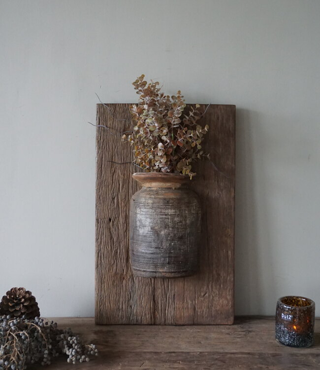 Rene Houtman Wandpaneel Met Vaas/Kruik | Houten Lijst | Nr 48 | H56xB35,5 cm
