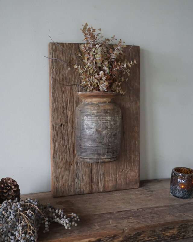 Rene Houtman Wandpaneel Met Vaas/Kruik | Houten Lijst | Nr 48 | H56xB35,5 cm