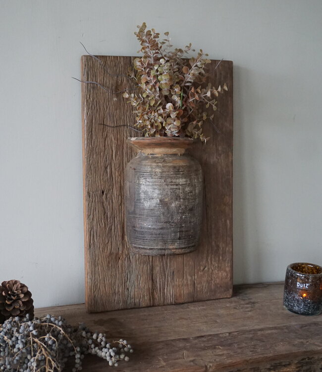 Rene Houtman Wandpaneel Met Vaas/Kruik | Houten Lijst | Nr 48 | H56xB35,5 cm