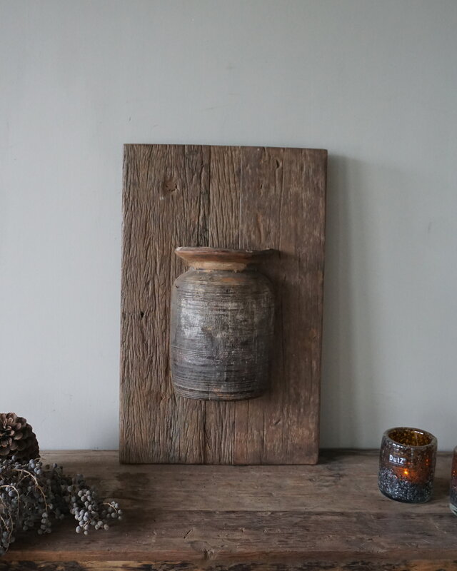 Rene Houtman Wandpaneel Met Vaas/Kruik | Houten Lijst | Nr 48 | H56xB35,5 cm
