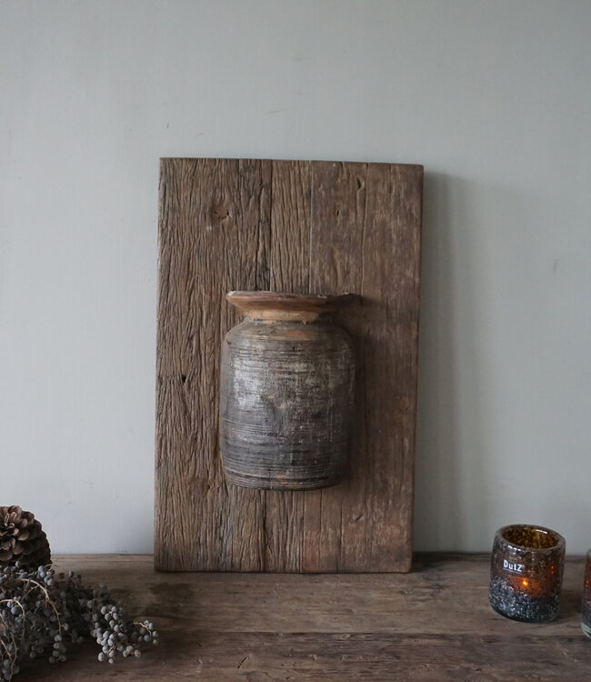 Rene Houtman Wandpaneel Met Vaas/Kruik | Houten Lijst | Nr 48 | H56xB35,5 cm