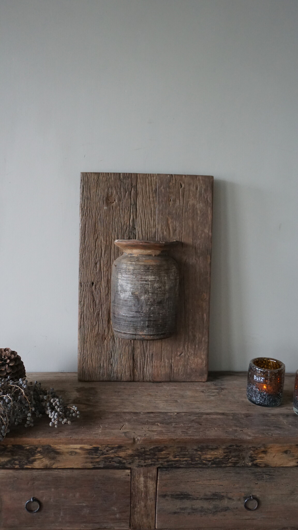 Rene Houtman Wandpaneel Met Vaas/Kruik | Houten Lijst | Nr 48 | H56xB35,5 cm