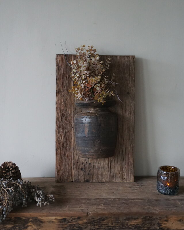 Rene Houtman Wandpaneel Met Vaas/Kruik | Houten Lijst | Nr 49 | H56xB35 cm