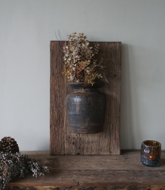 Rene Houtman Wandpaneel Met Vaas/Kruik | Houten Lijst | Nr 49 | H56xB35 cm