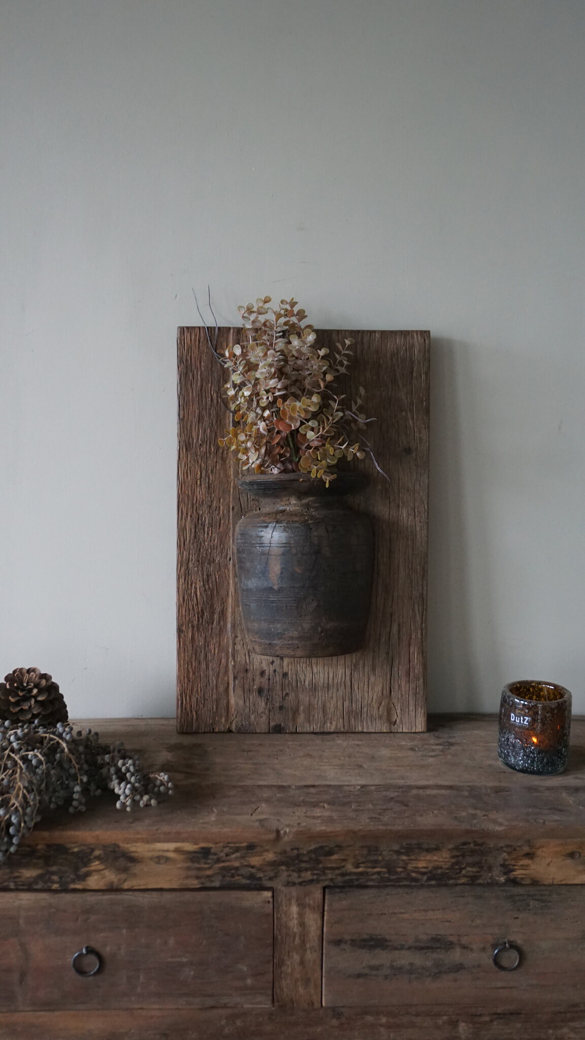 Rene Houtman Wandpaneel Met Vaas/Kruik | Houten Lijst | Nr 49 | H56xB35 cm