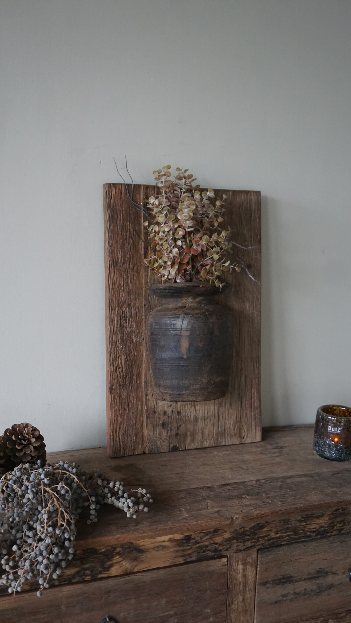 Rene Houtman Wandpaneel Met Vaas/Kruik | Houten Lijst | Nr 49 | H56xB35 cm