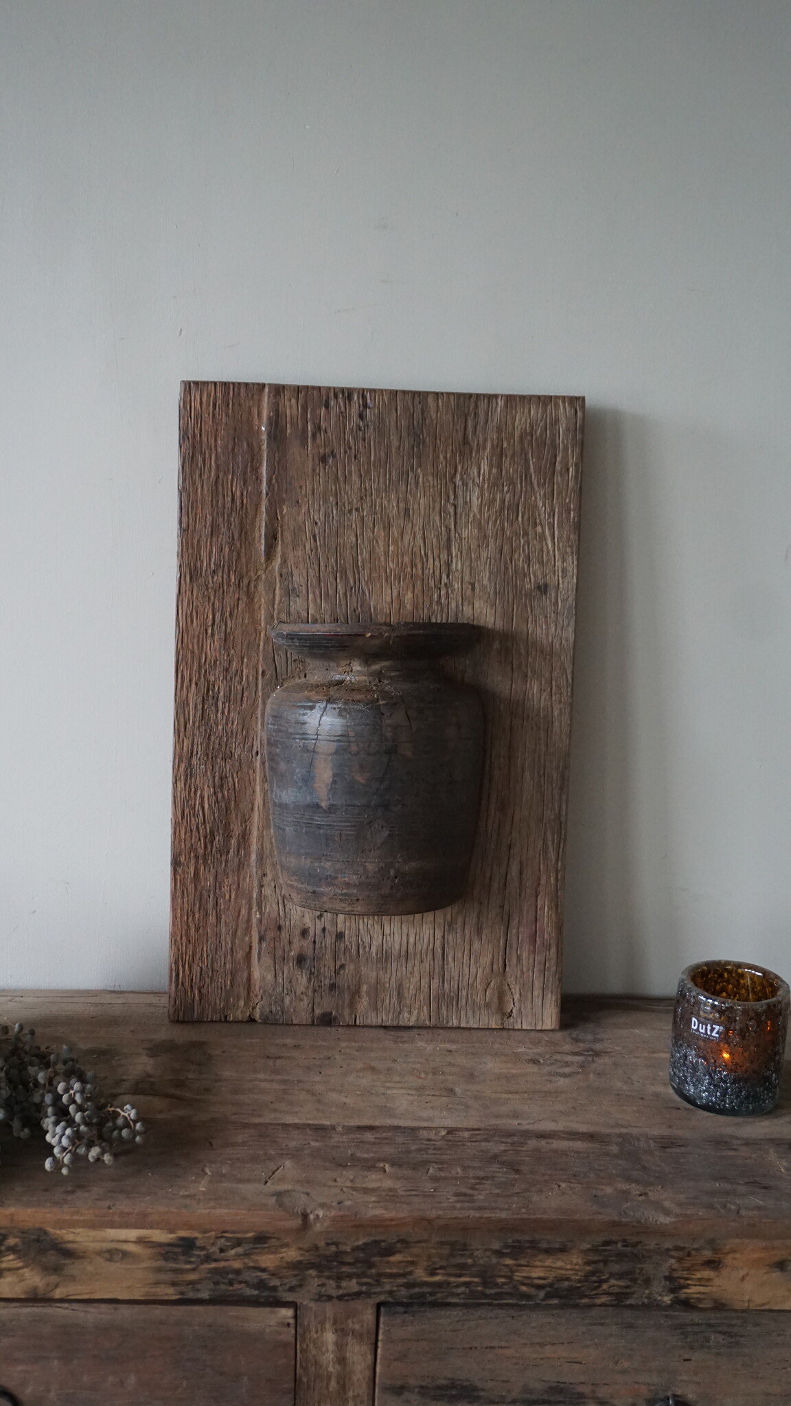 Rene Houtman Wandpaneel Met Vaas/Kruik | Houten Lijst | Nr 49 | H56xB35 cm