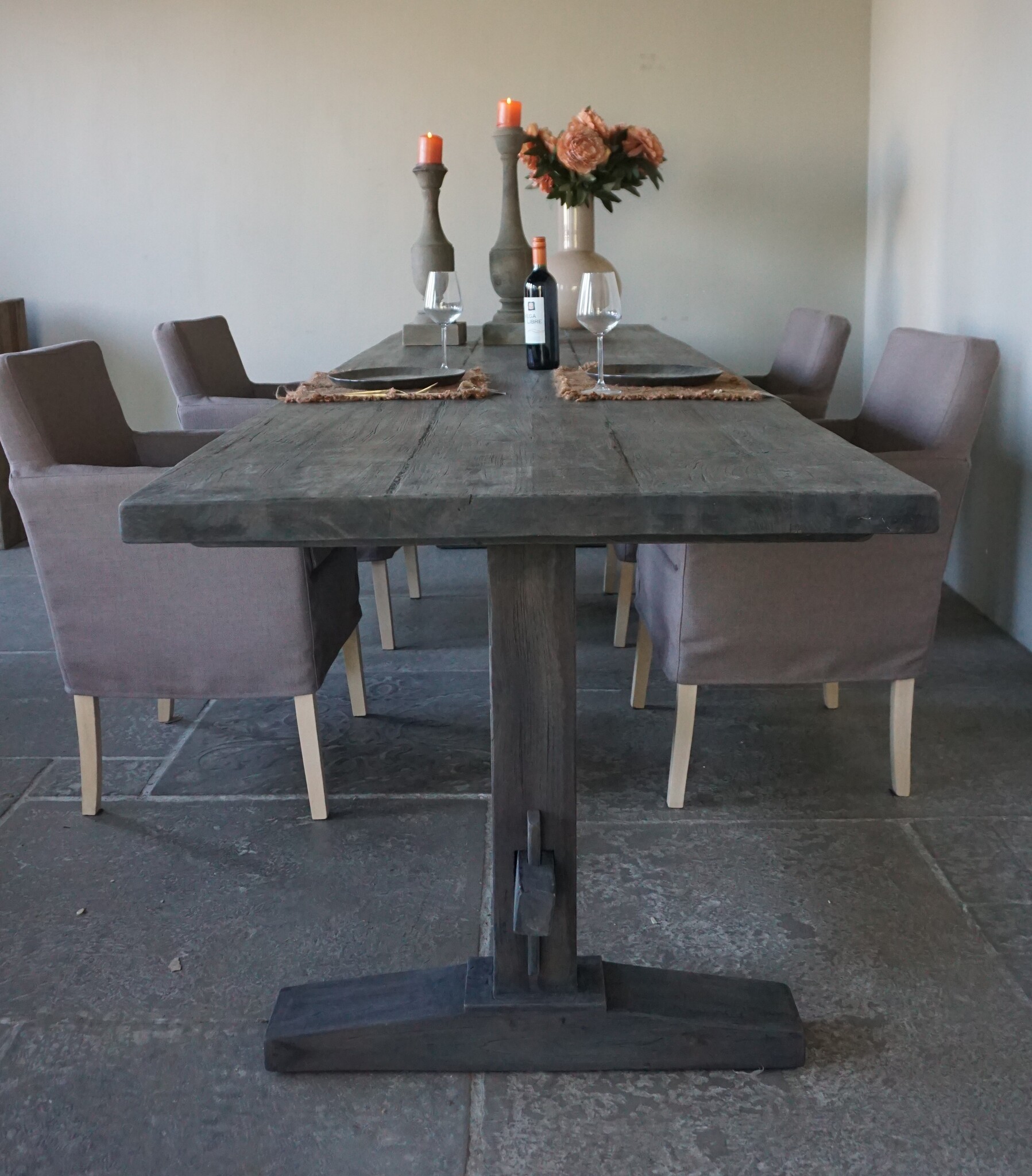 Luksa Home Collection Houten Eettafel Thomas | Antique Grey | Kies Maat