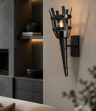 Be-Uniq Wandlamp Kasteel | Gun Metal | H52xB17xD30 cm