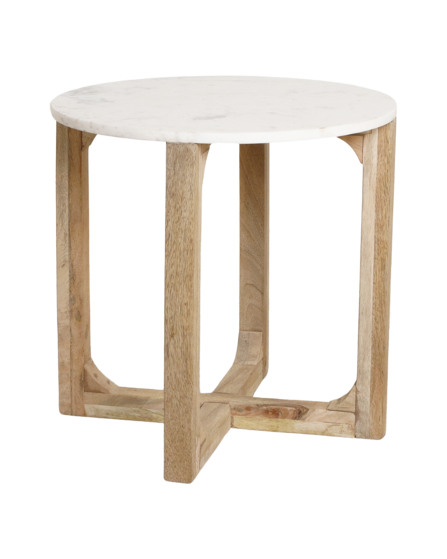 Raw Materials Amsterdam Bijzettafel | Marmer | Rond | Wit | H50 x D50 cm