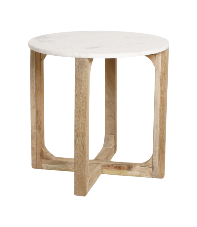 Raw Materials Amsterdam Bijzettafel | Marmer | Rond | Wit | H50 x D50 cm