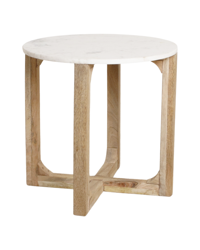 Raw Materials Amsterdam Bijzettafel | Marmer | Rond | Wit | H50 x D50 cm
