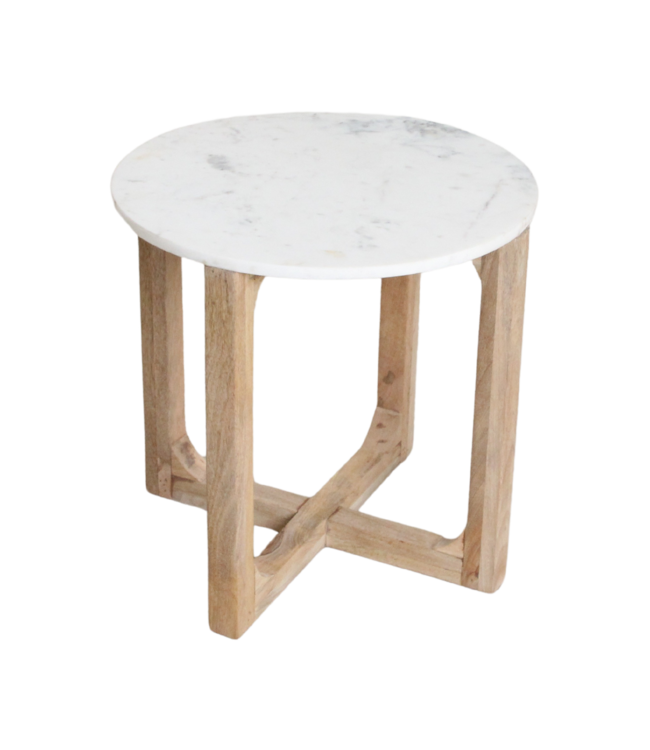 Raw Materials Amsterdam Bijzettafel | Marmer | Rond | Wit | H50 x D50 cm
