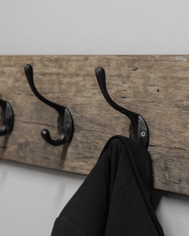 Be-Uniq Houten Kapstok James | Zwarte Haken | 2 Maten