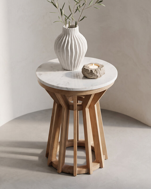 Raw Materials Amsterdam Bijzettafel  Sawarak | Marmer | Wit | H50 x D40 cm