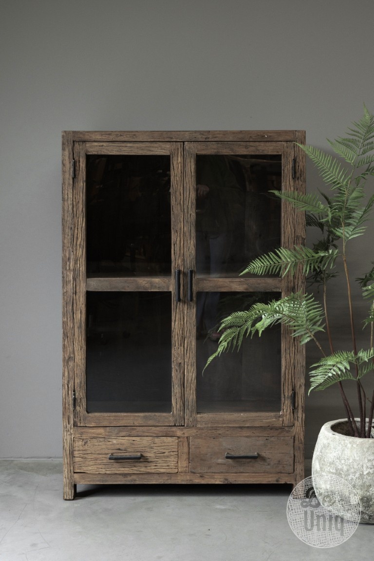 Be-Uniq Vitrinekast Oud Hout | Limited Edition | H140xB90xD45 cm