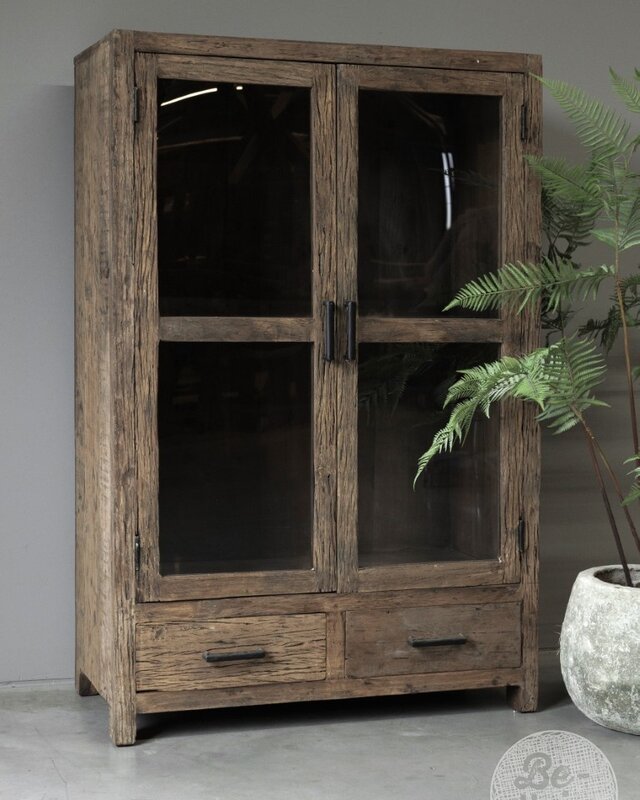 Be-Uniq Vitrinekast Oud Hout | Limited Edition | H140xB90xD45 cm