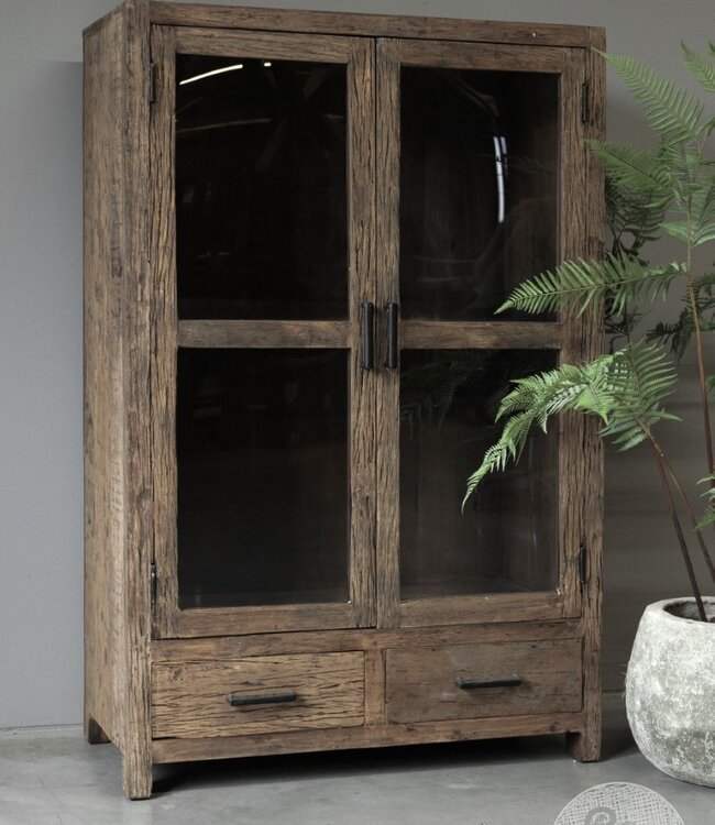 Be-Uniq Vitrinekast Oud Hout | Limited Edition | H140xB90xD45 cm