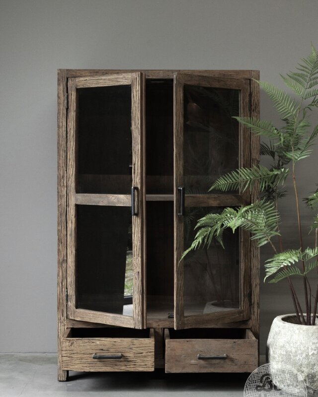 Be-Uniq Vitrinekast Oud Hout | Limited Edition | H140xB90xD45 cm