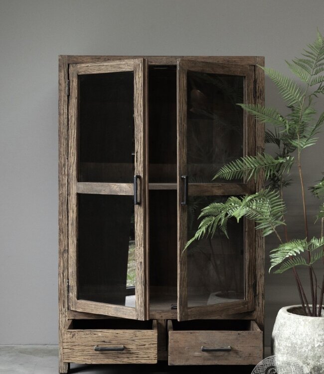 Be-Uniq Vitrinekast Oud Hout | Limited Edition | H140xB90xD45 cm