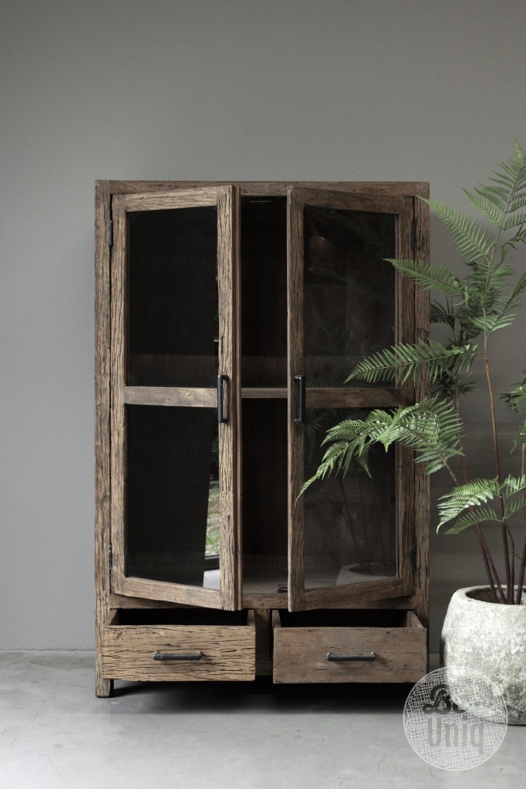 Be-Uniq Vitrinekast Oud Hout | Limited Edition | H140xB90xD45 cm