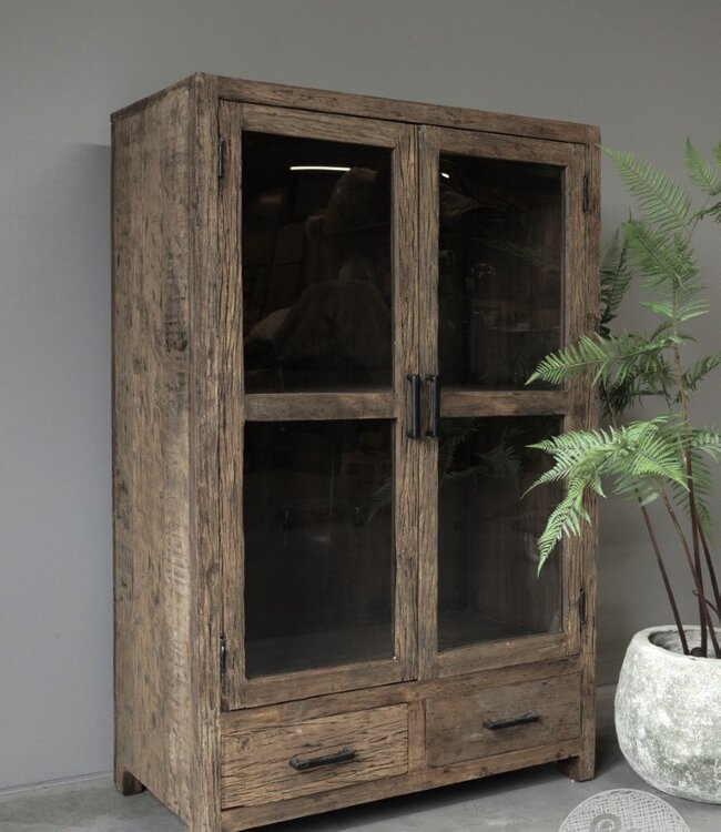 Be-Uniq Vitrinekast Oud Hout | Limited Edition | H140xB90xD45 cm