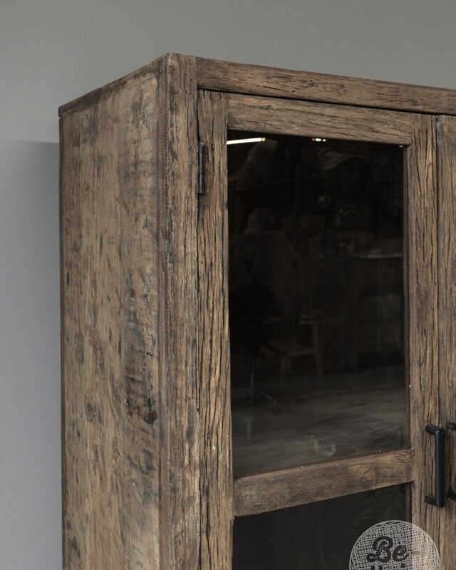 Be-Uniq Vitrinekast Oud Hout | Limited Edition | H140xB90xD45 cm